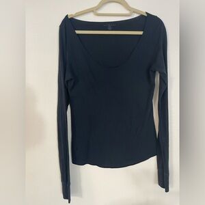 Brandy Melville navy cotton scoop neck long sleeve
